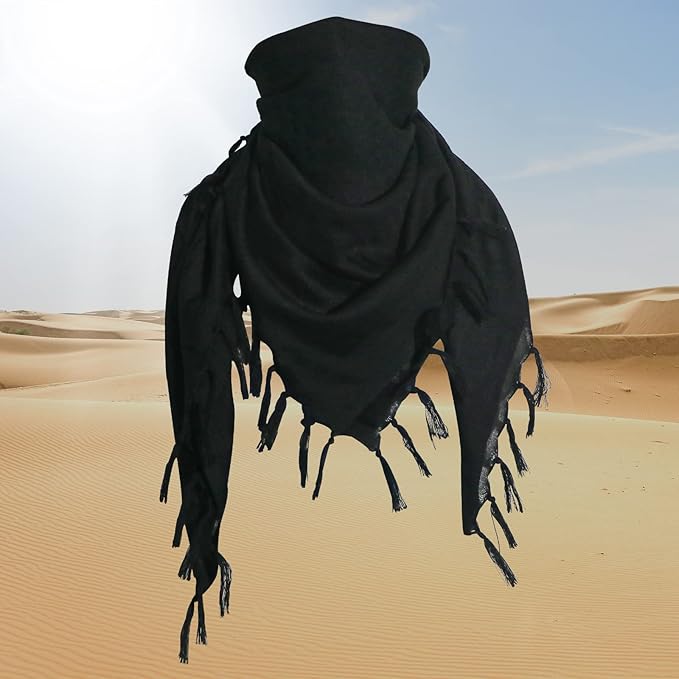 Ever Fairy Military Shemagh Tactical Desert Scarf Cotton Arab Keffiyeh Tactical Scarf Head Neck Face Wrap for Men Women
