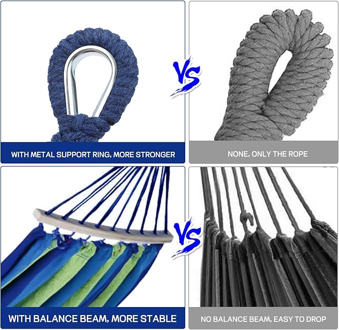 Durable Hammocks 660 Lbs Capacity, Camping Essentials Hiking Gear Accessories Max 2 X Tree Straps & Carabiners & Duckbilled Buckle & Thicker Rope & Portable Carrying Bag Included (Blue)