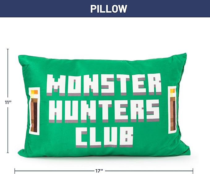 Minecraft Creeper 3 Piece Sleepover Set - Cozy & Warm Slumber Bag with Pillow & Eye Mask (Official Minecraft Product)