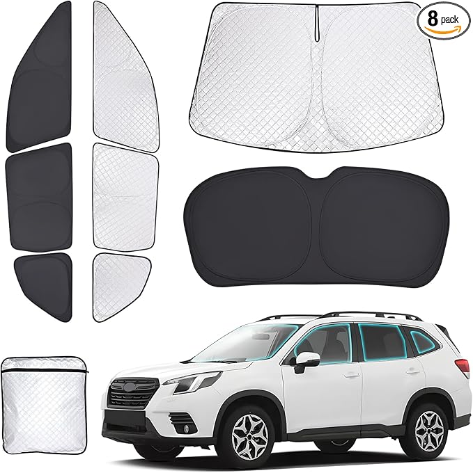 ZATOTOO Car Window Shades for 2019-2024 Forester Sun Shade for Side Window Front Rear Windshield Triangular Window Shade Full Privacy UV Rays Sun Blocker Heat Insulation for Camp Nap Long Time Parking