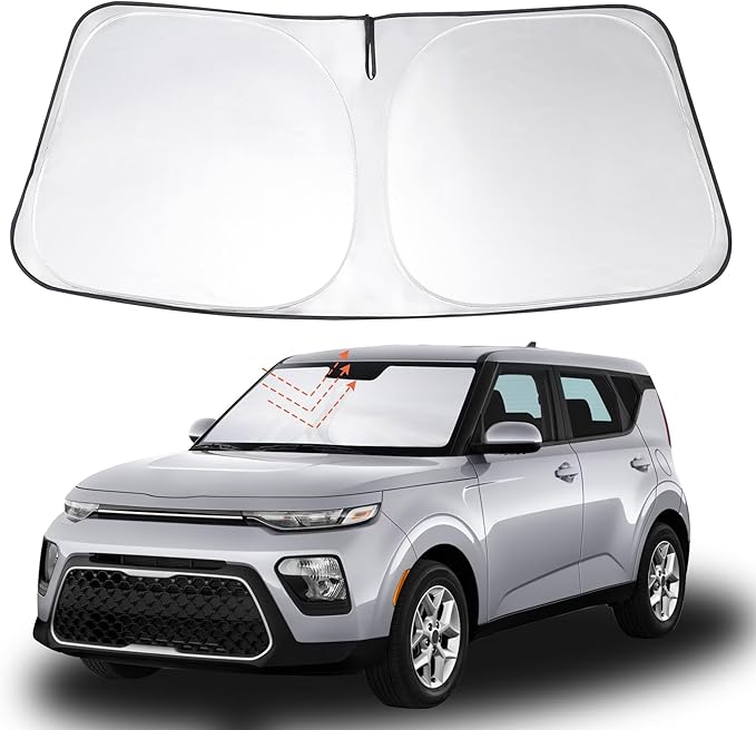 Windshield Sun Shade Custom Fit 2020 2021 2022 2023 2024 2025 2026 Kia Soul Accessories Foldable Sunshade Sun Blocker Front Window Shades Covers Keep Car Cooler