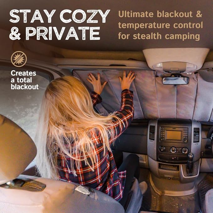 Living in a Bubble Insulated Blackout Windshield Cover for Mercedes Sprinter NCV3 & VS30, 2007-Current. Vanlife Must Have, Van Life Accessories & Essentials
