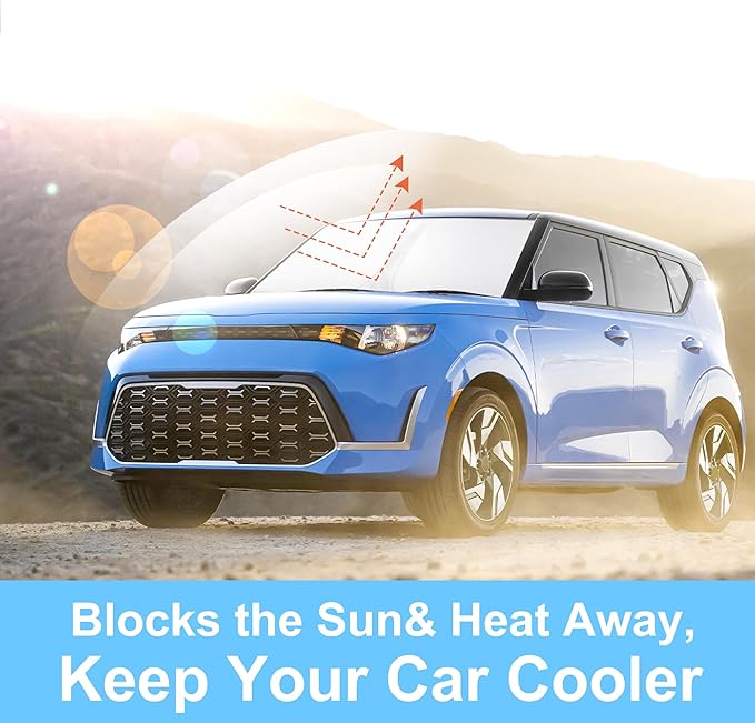 Windshield Sun Shade Custom Fit 2020 2021 2022 2023 2024 2025 2026 Kia Soul Accessories Foldable Sunshade Sun Blocker Front Window Shades Covers Keep Car Cooler