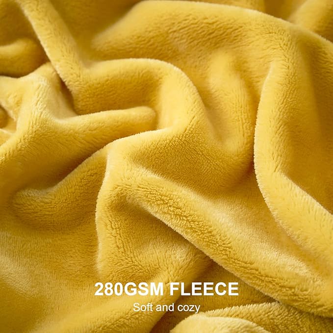 Hansleep Fleece Yellow Throw Blanket, Super Soft Flannel Fuzzy Plush Cozy Blanket for All Seasons, Yellow, Throw 50x60 Inches