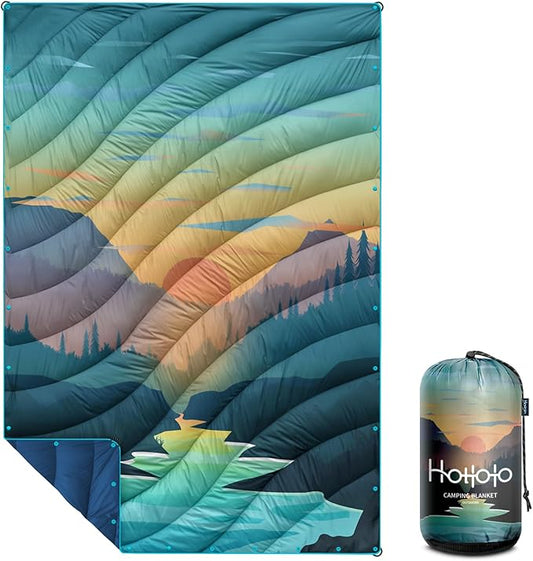 Camping Blanket,Lightweight Puffy Printed Camping Blanket Packable Outdoor Blanket for Camping,Traveling, Stadium, Hiking, Picnics