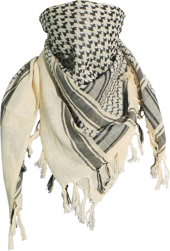 Ever Fairy Military Shemagh Tactical Desert Scarf Cotton Arab Keffiyeh Tactical Scarf Head Neck Face Wrap for Men Women