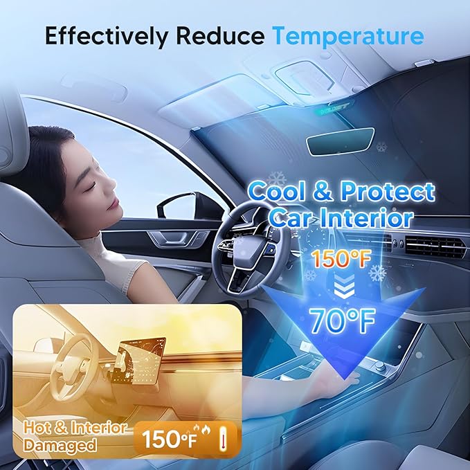 KUST Windshield Sun Shade for Volkswagen VW Golf/Rabbit/GTI/R32 MK6 5K 2009-2014 Accessories Custom Fit Sunshade Foldable Sun Visor Protector Blocks UV Rays Keep Your Car Cooler