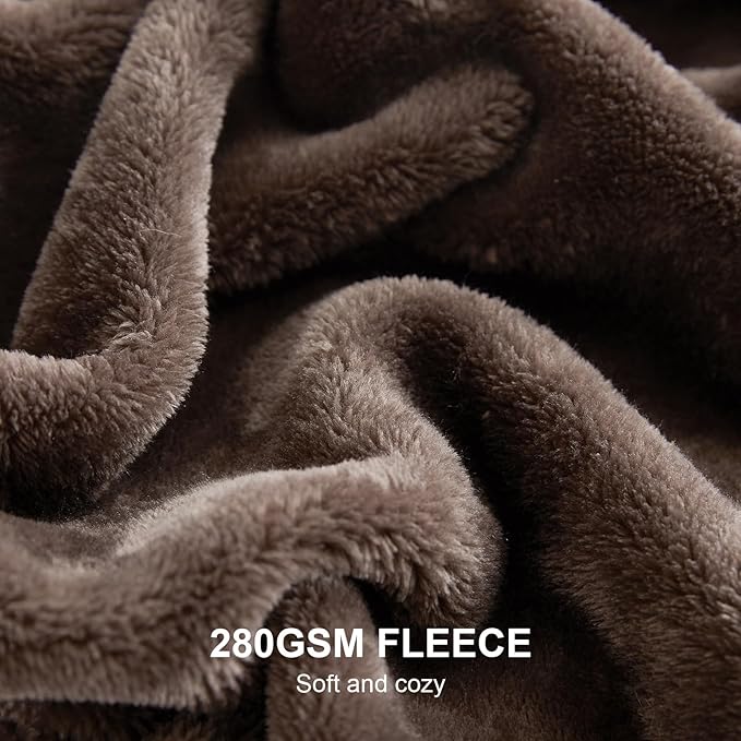 Hansleep Fleece Brown Twin Blanket, Super Soft Flannel Fuzzy Plush Cozy Blanket for All Seasons, Brown, Twin 60x80 Inches