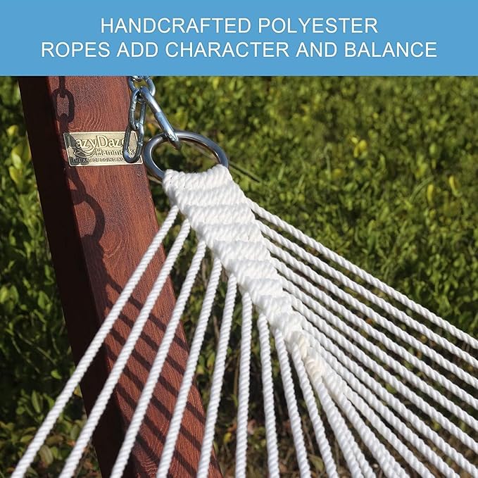 Lazy Daze Hammocks 12 FT Double Quilted Fabric Hammock with Spreader Bar and Detachable Pillow, 2 Person Double for Outside Patio Poolside Backyard Beach, 450lbs Capacity, Gray