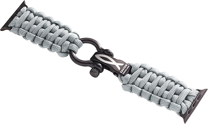 Savior Survival Gear Paracord Watch Band - Compatible with Apple Watch Band 49mm 46mm 45mm 44mm 42mm - iWatch Band Series Ultra 10 9 8 7 6 5 4 3 2 1 SE – Adjustable strap for men (Neutral Gray, Large)