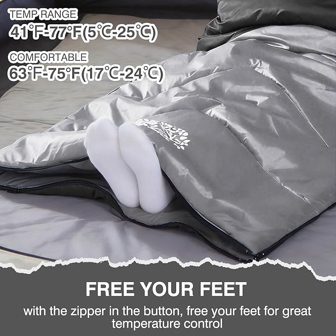 Sleeping Bag 4 Seasons Adults & Kids for Camping Hiking Trips Warm Cool Weather,Lightweight and Waterproof with Compression Bag,Indoors Outdoors Activities