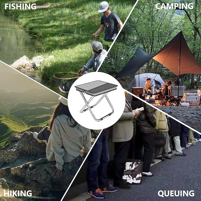 2-in-1 Collapsible Camping Stool & Sling Bag / 220LB Load Capacity Folding Portable Fishing Stool/Collapsible Stool for Camping, Hiking, Fishing, Gardening & Beach Outdoor Activities