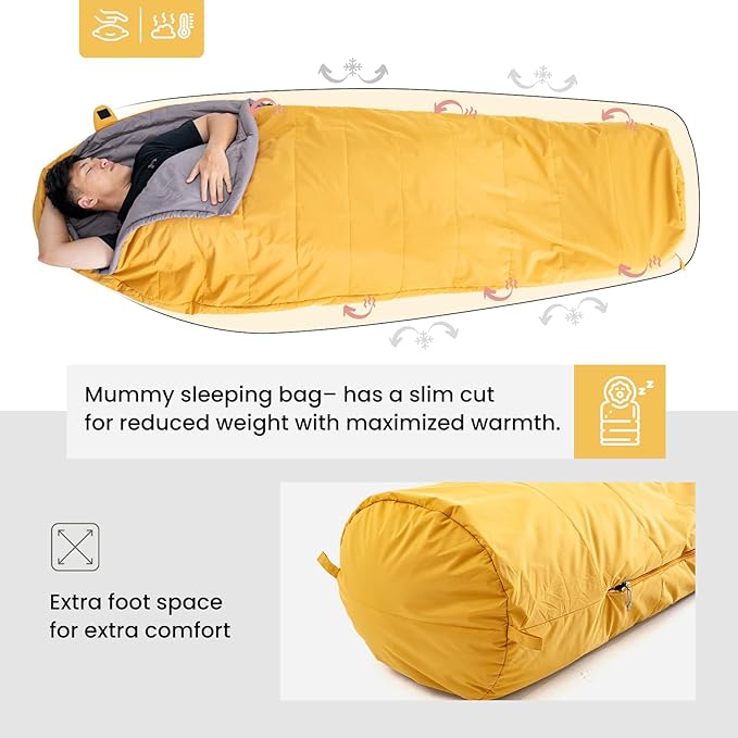 OneTigris Bushcrafter’s Sleeping Bags, Mummy Sleeping Bag for Camping Hiking Backpacking, Survival Gear