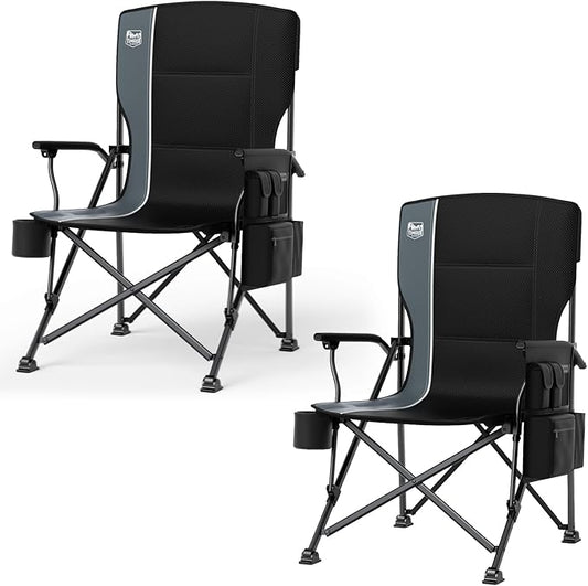 TIMBER RIDGE Oversized Folding Camping Chair High Back Heavy Duty for Adults Support up to 500lbs with Cup Holder, Side Pocket Cooler Bag 2 Pack