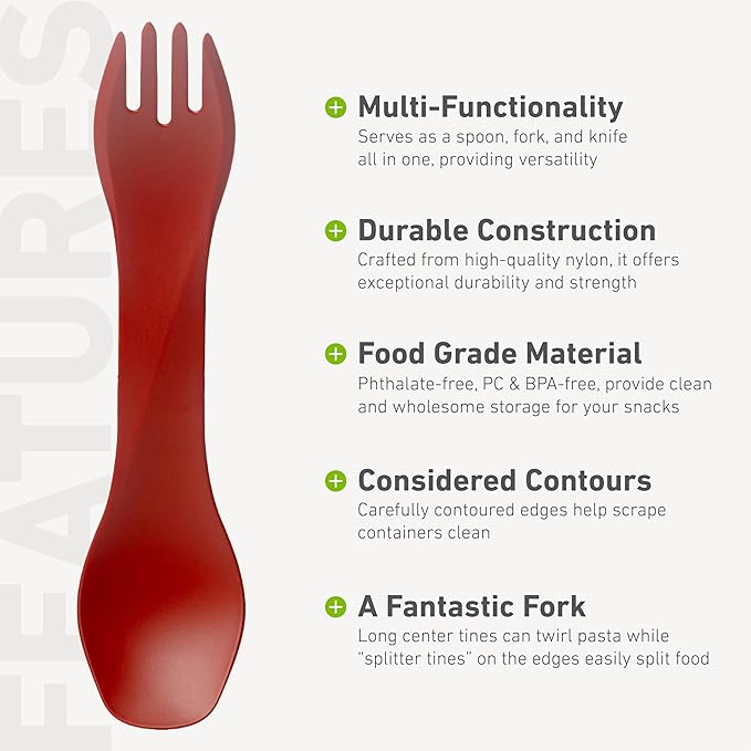 humangear GoBites Uno 3-Pack | Travel & Camping Utensils | Portable & Convertible Dining Ware | Multi-Functional Spork | Blue/Red/Yellow, Uno (Bulk) 3-Pack