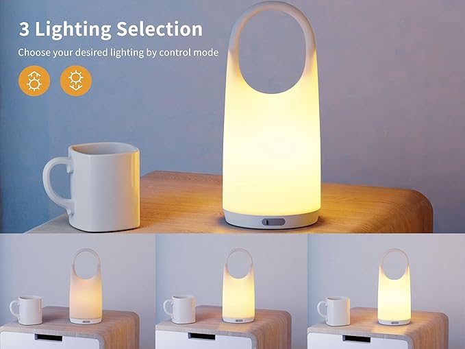 Portable Night Light Table Lamp 2 in 1 Charging LED Camping Lantern Waterproof 3-Levels Dimming&Silicone Shell Shatterproof Survival Kits for Indoor Outdoor Home Emergency Light Power (Warm Colors)