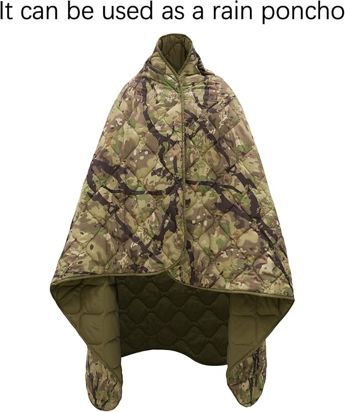 LOOGU Camo Blanket Waterproof Insulation Poncho Liner for Outdoor Camping, Hiking, Hunting, Survival, Backpacking, Picnicking