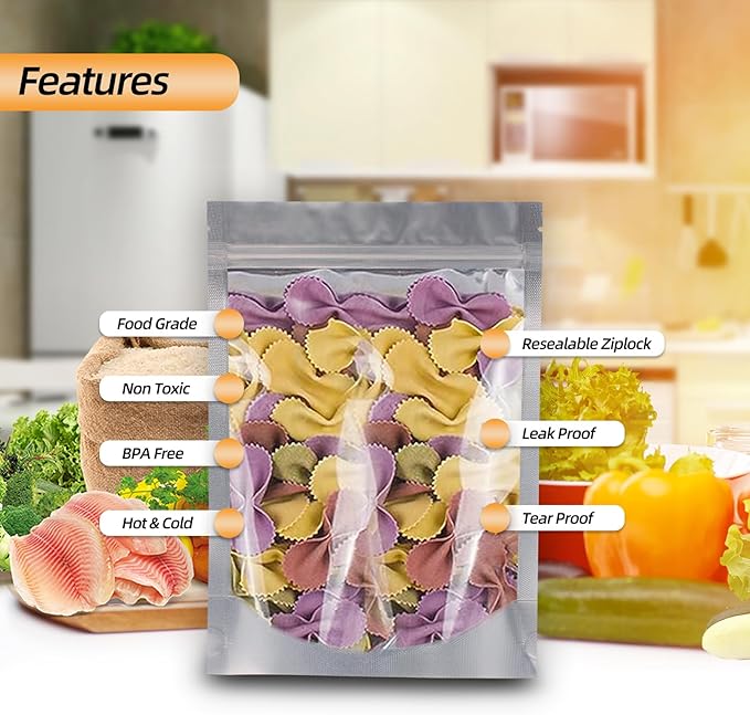 Wisesorb 4"x 6" 240pcs Mylar Bags For Food Storage, Mylar Bags With Window, Freeze Dried Candy Bags, Reusable Storage Bags For Food, Mylar Food Storage Bags for Long Term Food Storage
