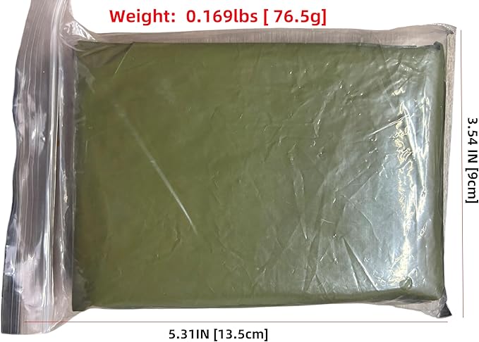 Emergency Poncho with Mylar Blanket Liner for Survival Gear, Waterproof, Wind-Resistant Green Rain Poncho for Outdoors, Camping, and Car Emergency Kits - Thermal Poncho - 4 Pack (Green)