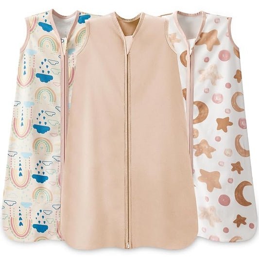3 Pack Baby Sleep Sack 18-24 Months 100% Cotton TOG 0.5 Baby Sleeping Bag 2-Way Zipper Toddler Wearable Blankets Comfy Stretchy Summer Sleep Sacks
