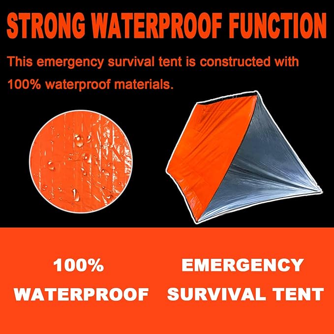 Survival Tent Kit - All-Weather Protection for Camping, Hiking & Survival - Includes Emergency Whistle, Paracord, Blanket, Tube Tent