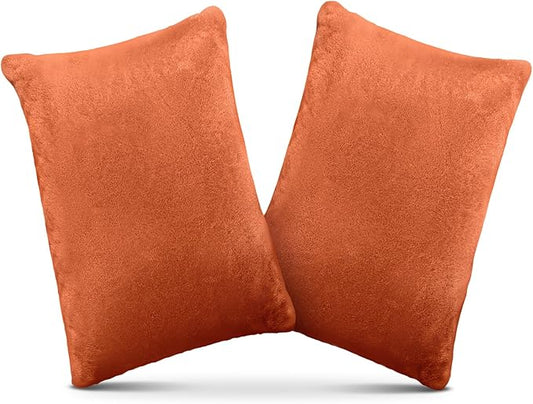 1 MIDDLE ONE 2 Pack Small Pillow, Memory Foam Mini Pillow 11 X 7 Inches for Travel, Sleeping, Nap and Neck, Knee, Lumbar Support, Tiny Cushion for Pet, Dogs (Orange)