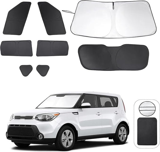 TINGLU Window Shades for Kia Soul 2014-2019 8PCS Accessorie Car Side Full Windows Rear Triangular Windshield Sun Shade Sun UV Rays & Privacy Protection for Camping,Napping,and Relaxing