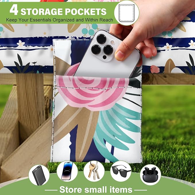 Fitted Picnic Table Cover with Bench Covers Set, Waterproof Lightweight Rectangle 96in Folding Table Cloths Canopy Shade Slipcover Cool Unique Fun Camping Gift for Camper Women Men Family Rv Owners