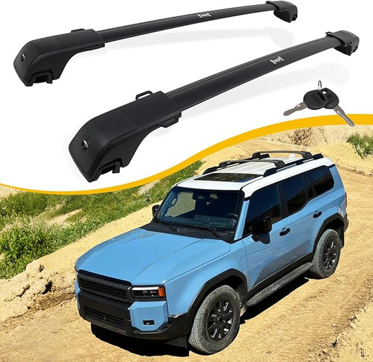 330LBS Lockable Cross Bars Roof Rack Fit for Toyota Land Cruiser J250 2024-2026 Aluminum Crossbars Cargo Bar Luggage Carrier Rooftop Accessories, for Storage Bag Kayak Snowboard Canoe Bike