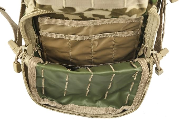 Mil-Tec Unisex Assault Pack - Rugged Durable Lightweight Ergonomic Versatile Tactical Outdoor Camping Hiking Backpack with Adjustable Padded Shoulder Straps & MOLLE Loops, Tropical Camo, 20L