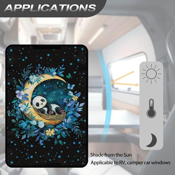 RV Door Window Shade, Panda Moon Universal UV Rays Protection, Side Door Window Shade Protector Reflective Camper Trailer Sun Shade Accessories for Women Men