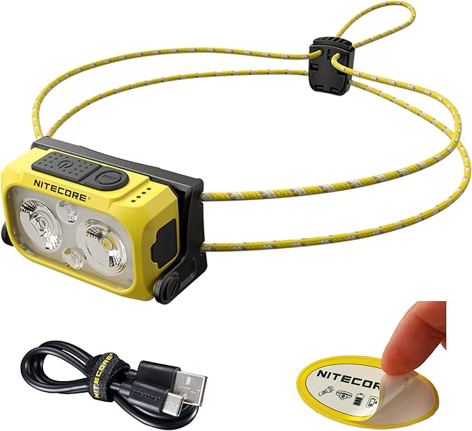 Nitecore NU21 Running Headlamp, 360 Lumen Ultralight USB Rechargeable with White and Red LEDs and a Sticker (Yellow)