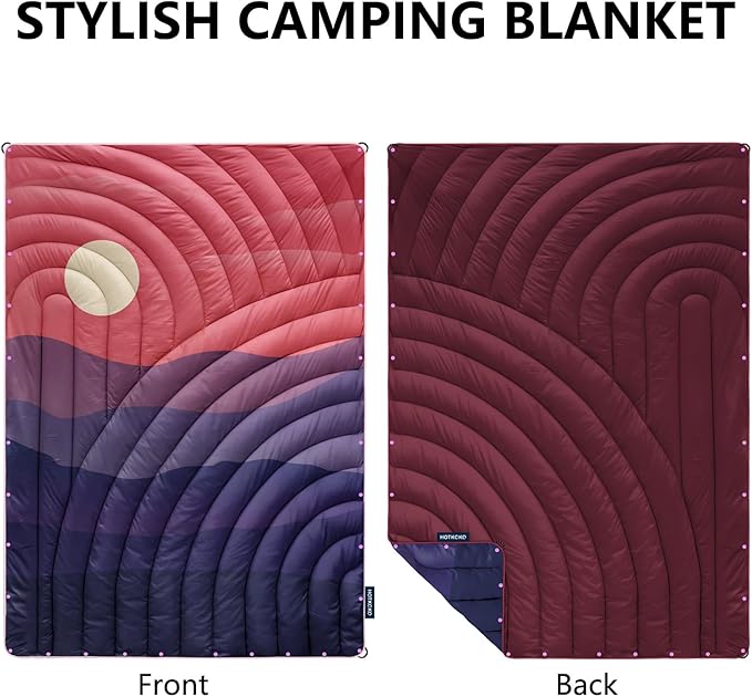 Camping Blanket,Lightweight Puffy Printed Camping Blanket Packable Outdoor Blanket for Camping,Traveling, Stadium, Hiking, Picnics