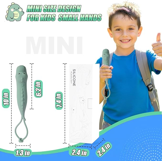 Teprewes Dinosaur Outdoor Kid's Flashlight Rechargeable, Led Flashlight, Fun and Lightweight Kid Flashlight Suitable for Camping and Outdoor Exploration, Dog Walking, Birthday Gift