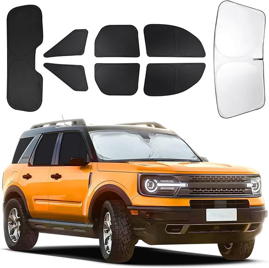 for Ford Bronco Sport 2021-2025 Car Window Shades, 8pcs Privacy Sun Shade Set for Front Windshield Side and Rear Windows, Full Window Covers Keeps Vehicle Cool for Camping Napping