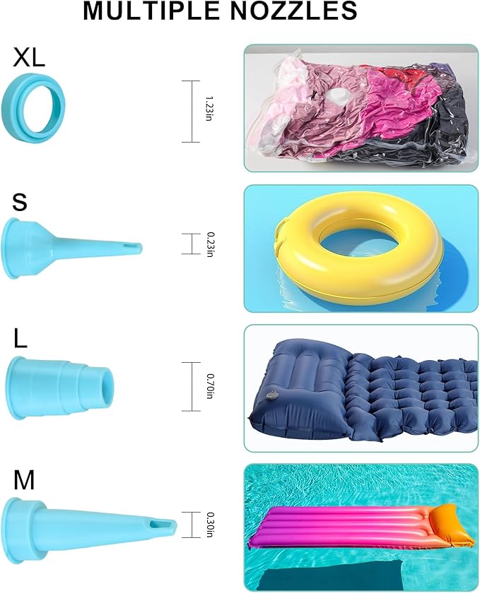 Air Pump for Air Mattress, Air Mattress Pump for Inflatables, Quick Fill Inflator Deflator Air Pump Perfect for Outdoor Camping Inflatable Boat Blow Up Pool Water Toy Car Air Bed