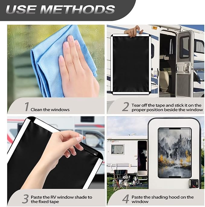 RV Door Window Shade Cover with Landscape Print, Foldable Travel Trailer Motorhome Rv Screen Door Protector, Sun Shade Windshield Blackout Shower Curtains Coverage Accessories
