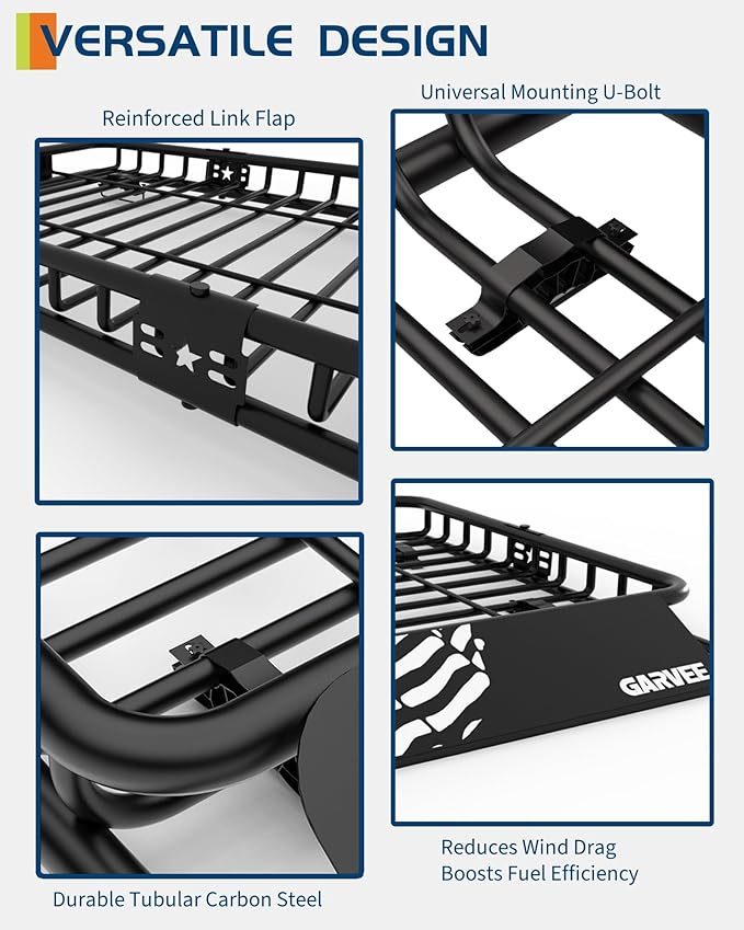 GarveeLife 84 in x 39 in Universal Roof Rack Basket, 200 LBS Capacity Rooftop Cargo Carrier Basket with Extension Luggage Rack Heavy Duty for SUVs, Trucks, Vehicles