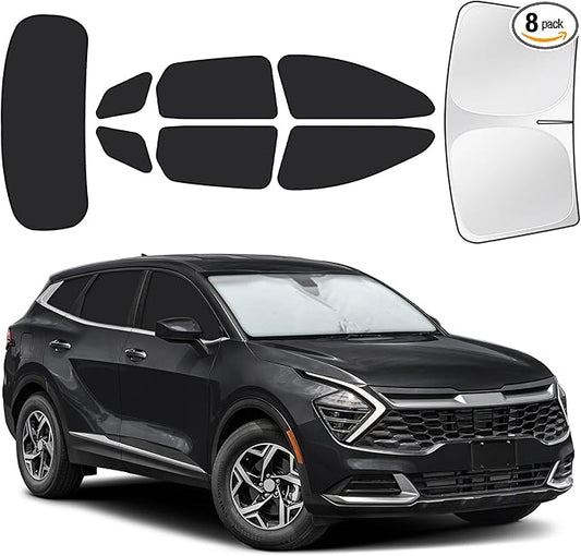 for Kia Sportage 2022–2025 Car Window Shades, 8pcs Privacy Sun Shade Set for Front Windshield Side and Rear Windows, Full Window Covers Keeps Vehicle Cool for Camping Napping