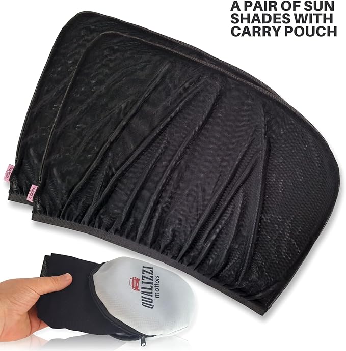 XXXXL/Truck Side Window Sun Shade (9 Sizes) - Front or Rear Slip-On Screens for Sun, Heat, Bugs & Privacy Protection, 2-Pack by Qualizzi
