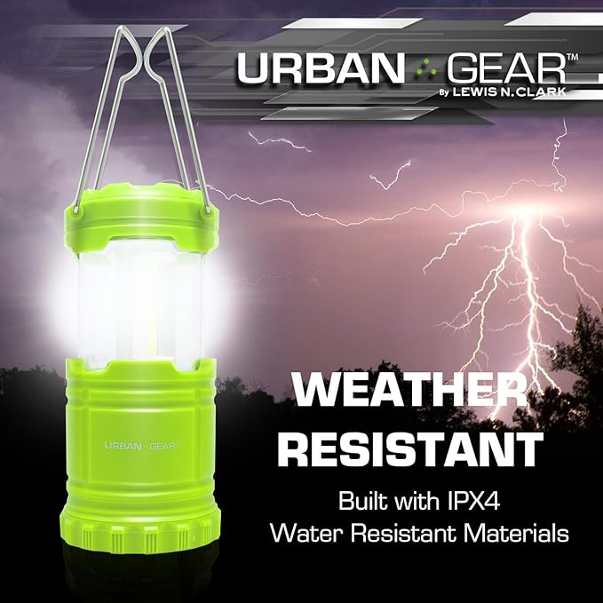 Lewis N. Clark Collapsible Camping Lantern | LED Portable Lantern for Indoor or Outdoor Use | Waterproof Lamp with Batteries Included | for Camping, Backpacking, Hiking, or Power Outage | Green