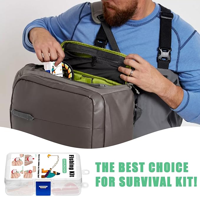 Compact Mini Fishing Kits Bulk – Emergency Survival Fishing Tackle Kits with Case for Beginners, Outdoor Operation, Shoebox Stocking Stuffer for Kids
