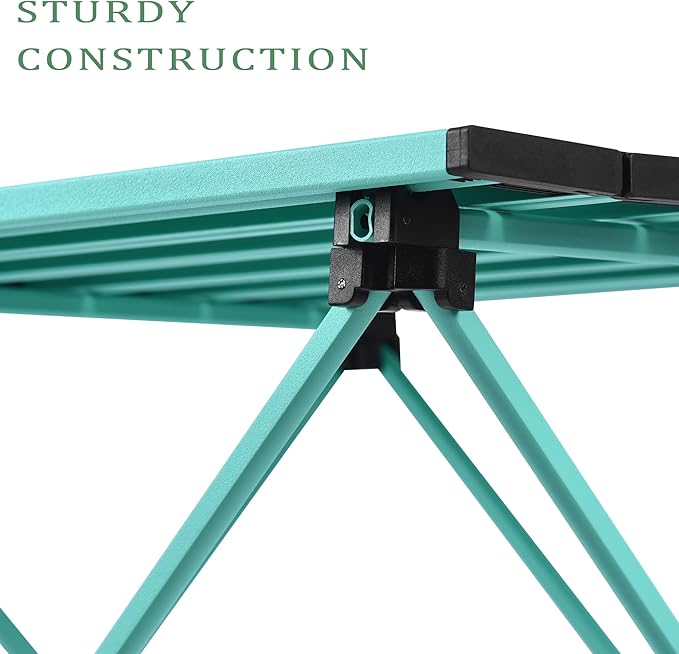 Grope Portable Camping Table with Aluminum Table Top, Folding Beach Table Easy to Carry, Prefect for Outdoor, Picnic, BBQ, Cooking, Festival, Beach, Home (Sky Blue-L)
