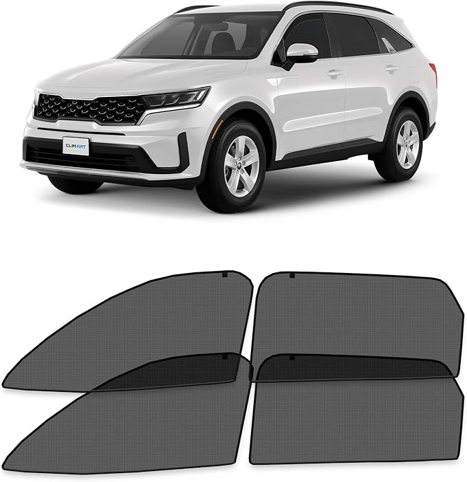 CLIM ART Magnetic Car Window Shades for Kia Sorento 2021-2026 – Custom-Fit Sun Blocker Curtains, Side Window Covers, Essential Car Accessories for Camping, Baby, and Privacy Protection - MS0263