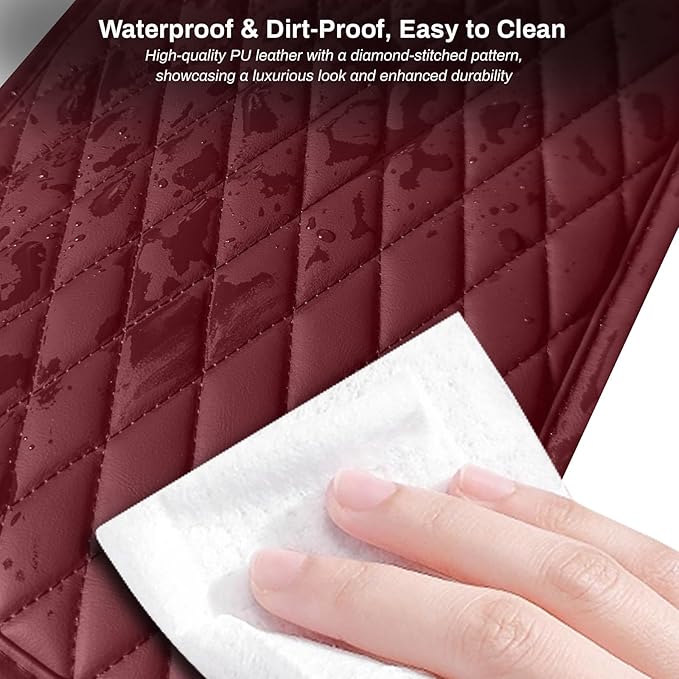 Car Center Console Cover, Upgraded Microfiber Leather Car Arm Rest Cover with 2 Storage Bags, Universal Armrest Cover for Car Storage Box Car Interior Accessories Protector for Most Vehicle-Red