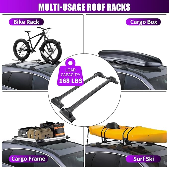 Roof Racks for Honda CRV 2007 2008 2009 2010 2011, 168 lbs Capacity Aluminum Roof Rack Crossbars Luggage Rack Cargo Bars for Canoe, Bike, Kayak, Snowboard, Skiboard, Rooftop Cargo Carrier Bag/Basket