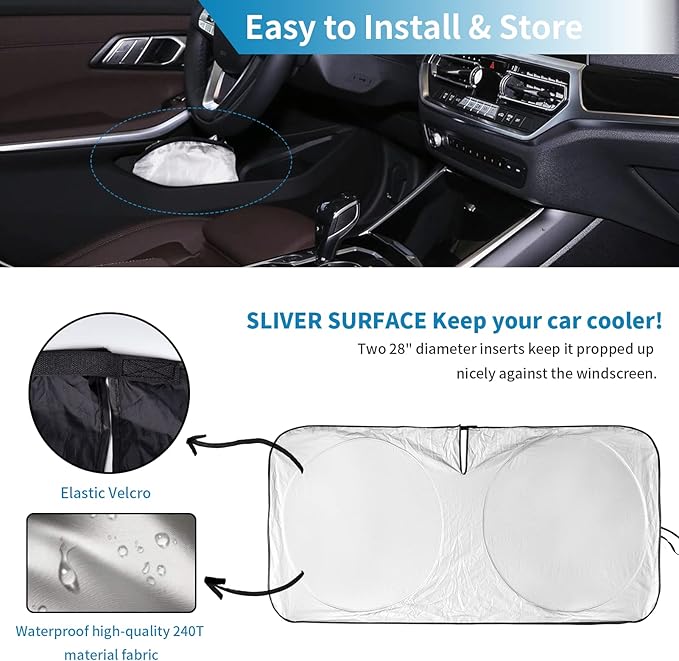 for X3 2019 Windshield Sun Shade Custom Fit for 2018-2025 BMW X3 X5 Foldable Sunshade Protector for X4 X7 X6 Front Windows Cover Shield Reflective Polyester Sun Visor Cover SUV Accessories