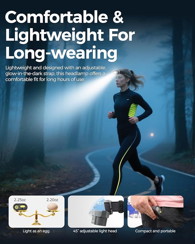 Rechargeable LED Headlight,2 Pack Headlamp with Motion Sensor, 8 Light Modes,1200 Lumens Dual Beam,Head Lamp 39H Long Battery Life,Camping Light with Charging Case for Hiking,Outdoor,Fishing