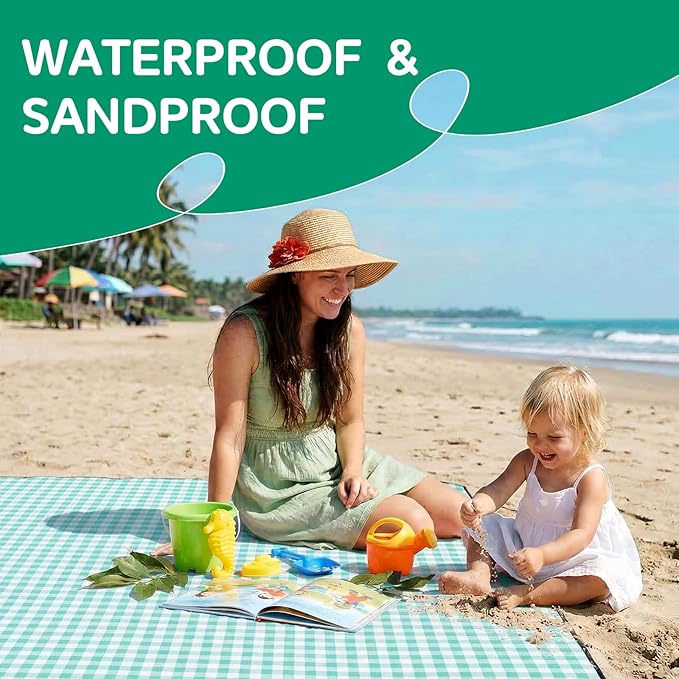 Waterproof Beach Blanket Picnic Outdoor Camping Mat Oversized Extra Large Foldable Sandproof Sand Free Resistant Big XL Giant Towel Hawaii Honeymoon Essentials Women Summer Must Have Vacation Gift
