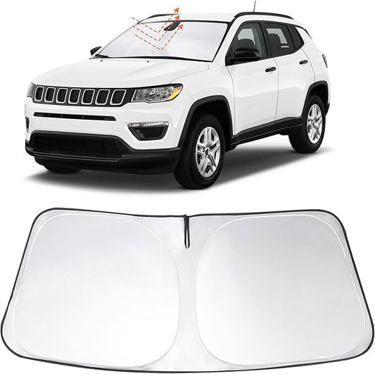Windshield Sun Shade Custom Fit 2017-2022 2023 2024 2025 Jeep Compass Accessories Foldable Sunshade Sun Blocker Front Window Shades Covers Keep Car Cooler